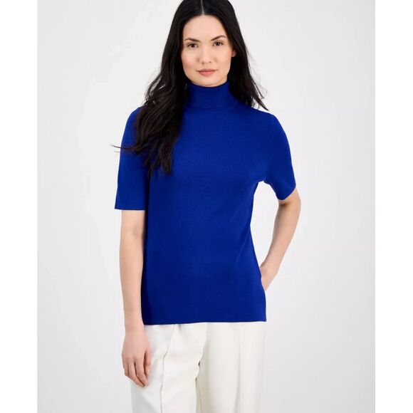 Anne Klein Women's Top Sweater Sz L Half-Sleeve Turtleneck - Picture 1 of 3